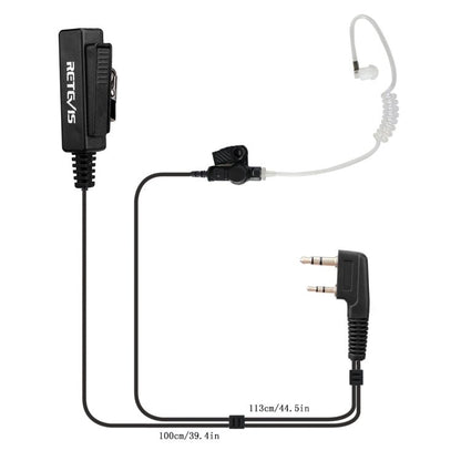 RETEVIS TK 2 Pin Long Clip Air Guide Covert Acoustic Tube Earpiece Speaker Microphone for H - 777 / RT - 5R / RT - 5RV / RT - B6, TK Long Clip - ORIWHIZConsumer ElectronicsRETEVISWalkie Talkie