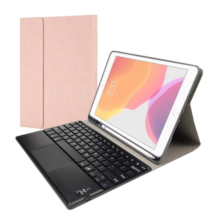RK102C Detachable Magnetic Plastic Bluetooth Keyboard with Touchpad + Silk Pattern TPU Tablet Case for iPad 10.2, with Pen Slot & Bracket, RK102C - ORIWHIZApple AccessoriesiPad KeyboardiPad Keyboard Universal