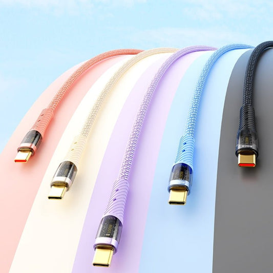 ROCK Z21 100W USB - C/Type - C to USB - C/Type - C Transparent Fast Charging Data Cable, Length: 1.2m, Type - C to Type - C - ORIWHIZ