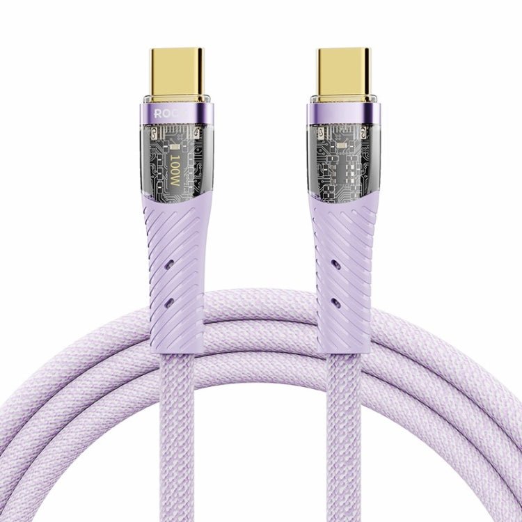 ROCK Z21 100W USB - C/Type - C to USB - C/Type - C Transparent Fast Charging Data Cable, Length: 1.2m, Type - C to Type - C - ORIWHIZ