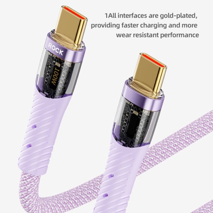 ROCK Z21 100W USB - C/Type - C to USB - C/Type - C Transparent Fast Charging Data Cable, Length: 1.2m, Type - C to Type - C - ORIWHIZ
