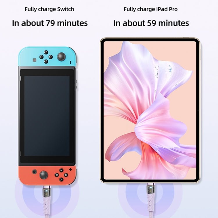 ROCK Z21 100W USB - C/Type - C to USB - C/Type - C Transparent Fast Charging Data Cable, Length: 1.2m, Type - C to Type - C - ORIWHIZ