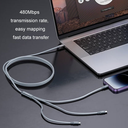 ROMOSS CB263N 1.5m PD20W Car Mobile Phone 3 In 1 TYPE - C Fast Charging Data Cable, Gray, Black - ORIWHIZ