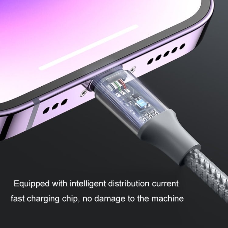 ROMOSS CB263N 1.5m PD20W Car Mobile Phone 3 In 1 TYPE - C Fast Charging Data Cable, Gray, Black - ORIWHIZ