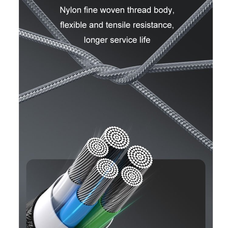 ROMOSS CB263N 1.5m PD20W Car Mobile Phone 3 In 1 TYPE - C Fast Charging Data Cable, Gray, Black - ORIWHIZ
