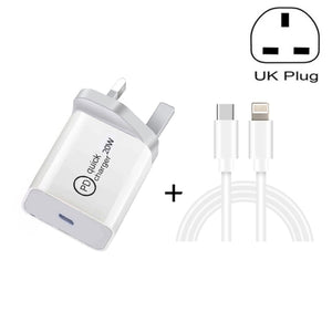 SDC - 20W 2 in 1 PD 20W USB - C / Type - C Travel Charger + 3A PD3.0 USB - C / Type - C to 8 Pin Fast Charge Data Cable Set, Cable Length: 1m,, US Plug, EU Plug, UK Plug - ORIWHIZ