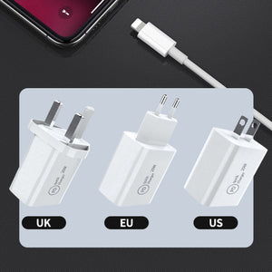 SDC - 20W 2 in 1 PD 20W USB - C / Type - C Travel Charger + 3A PD3.0 USB - C / Type - C to 8 Pin Fast Charge Data Cable Set, Cable Length: 1m,, US Plug, EU Plug, UK Plug - ORIWHIZ