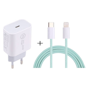 SDC - 20W PD USB - C / Type - C Travel Charger + 1m 20W USB - C / Type - C to 8 Pin Data Cable Set,, EU Plug, US Plug - ORIWHIZ