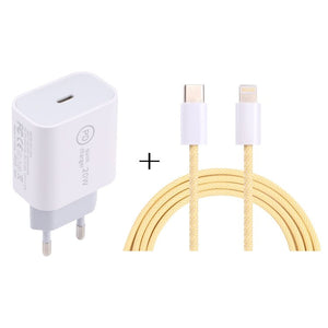 SDC - 20W PD USB - C / Type - C Travel Charger + 1m 20W USB - C / Type - C to 8 Pin Data Cable Set,, EU Plug, US Plug - ORIWHIZ