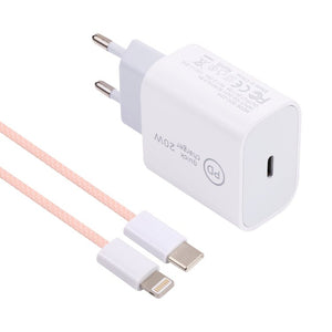 SDC - 20W PD USB - C / Type - C Travel Charger + 1m 20W USB - C / Type - C to 8 Pin Data Cable Set,, EU Plug, US Plug - ORIWHIZ