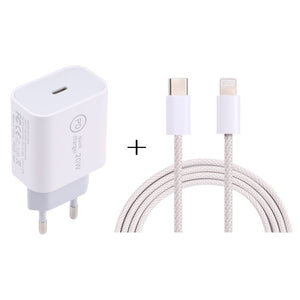 SDC - 20W PD USB - C / Type - C Travel Charger + 1m 20W USB - C / Type - C to 8 Pin Data Cable Set,, EU Plug, US Plug - ORIWHIZ