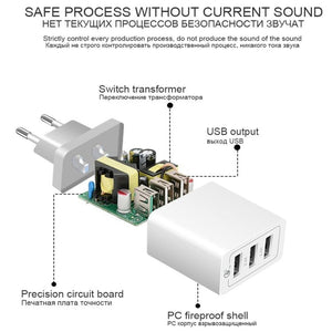 SDC - 30W 2 in 1 USB to Micro USB Data Cable + 30W QC 3.0 USB + 2.4A Dual USB 2.0 Ports Mobile Phone Tablet PC Universal Quick Charger Travel Charger Set, EU Plug, with Micro USB Cable, EU Plug - ORIWHIZ