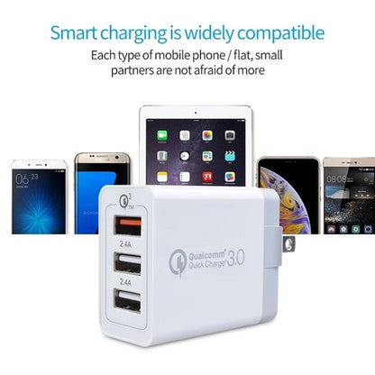 SDC - 30W 2 in 1 USB to Micro USB Data Cable + 30W QC 3.0 USB + 2.4A Dual USB 2.0 Ports Mobile Phone Tablet PC Universal Quick Charger Travel Charger Set, US Plug, with Micro USB Cable, US Plug - ORIWHIZ