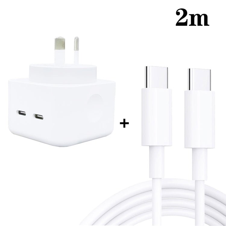 SDC - 40W Dual PD USB - C / Type - C Ports Charger with Dual Type - C Cable, AU Plug, AU Plug + 1m Type - C Cable, AU Plug + 2m Type - C Cable - ORIWHIZ
