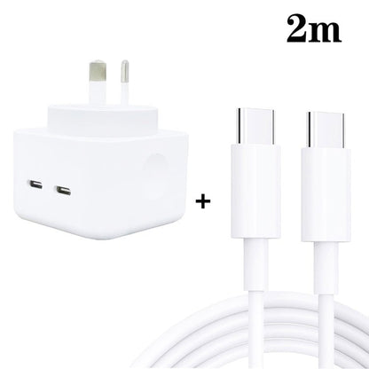 SDC - 40W Dual PD USB - C / Type - C Ports Charger with Dual Type - C Cable, AU Plug, AU Plug + 1m Type - C Cable, AU Plug + 2m Type - C Cable - ORIWHIZ