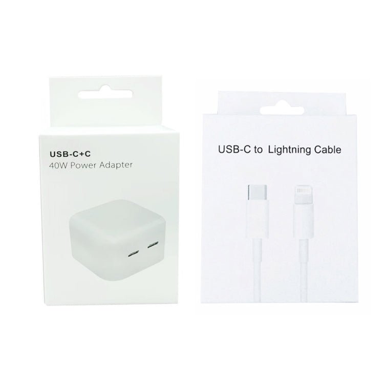 SDC - 40W Dual PD USB - C / Type - C Ports Charger with Dual Type - C Cable, AU Plug, AU Plug + 1m Type - C Cable, AU Plug + 2m Type - C Cable - ORIWHIZ
