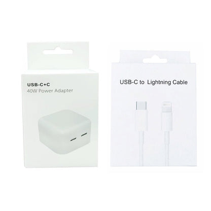 SDC - 40W Dual PD USB - C / Type - C Ports Charger with Dual Type - C Cable, AU Plug, AU Plug + 1m Type - C Cable, AU Plug + 2m Type - C Cable - ORIWHIZ