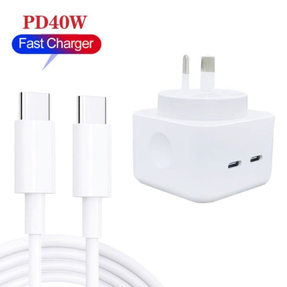 SDC - 40W Dual PD USB - C / Type - C Ports Charger with Dual Type - C Cable, AU Plug, AU Plug + 1m Type - C Cable, AU Plug + 2m Type - C Cable - ORIWHIZ