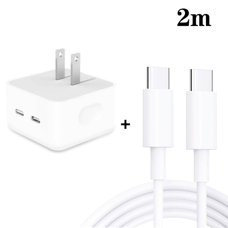 SDC - 40W Dual PD USB - C / Type - C Ports Charger with Type - C to Type - C Data Cable, US Plug, US Plug + 1m Type - C Cable, US Plug + 2m Type - C Cable - ORIWHIZ