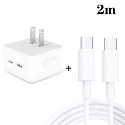 SDC - 40W Dual PD USB - C / Type - C Ports Charger with Type - C to Type - C Data Cable, US Plug, US Plug + 1m Type - C Cable, US Plug + 2m Type - C Cable - ORIWHIZ