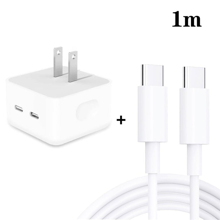 SDC - 40W Dual PD USB - C / Type - C Ports Charger with Type - C to Type - C Data Cable, US Plug, US Plug + 1m Type - C Cable, US Plug + 2m Type - C Cable - ORIWHIZ