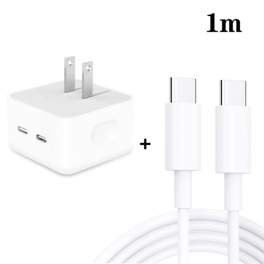 SDC - 40W Dual PD USB - C / Type - C Ports Charger with Type - C to Type - C Data Cable, US Plug, US Plug + 1m Type - C Cable, US Plug + 2m Type - C Cable - ORIWHIZ