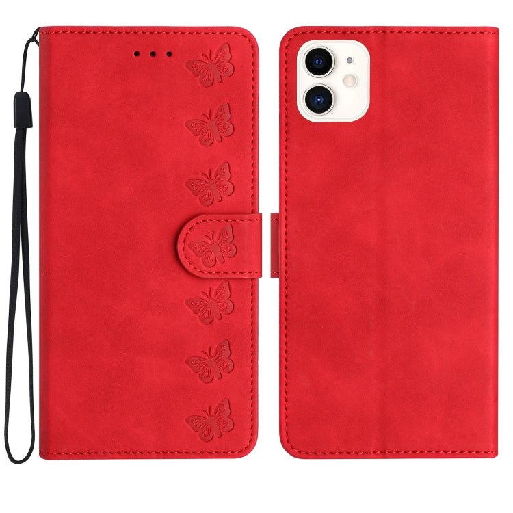 Seven Butterflies Embossed Leather Phone Case for iPhone 13/12/11 Series - ORIWHIZApple AccessoriesiPhone 13 mini CasesMore iPhone Cases