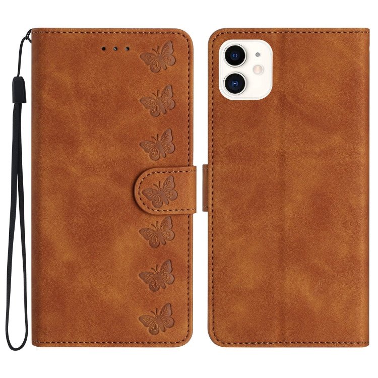 Seven Butterflies Embossed Leather Phone Case for iPhone 13/12/11 Series - ORIWHIZApple AccessoriesiPhone 13 mini CasesMore iPhone Cases