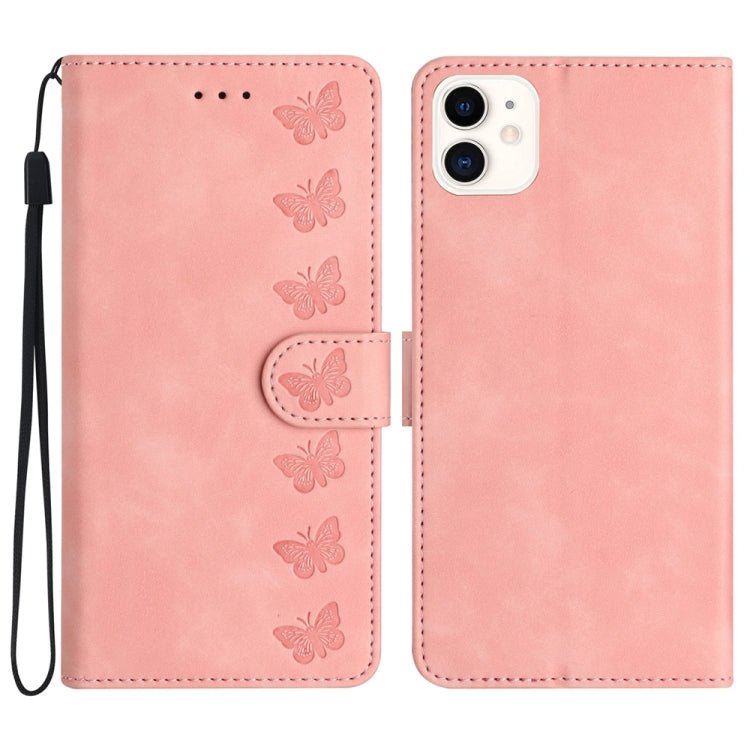 Seven Butterflies Embossed Leather Phone Case for iPhone 13/12/11 Series - ORIWHIZApple AccessoriesiPhone 13 mini CasesMore iPhone Cases
