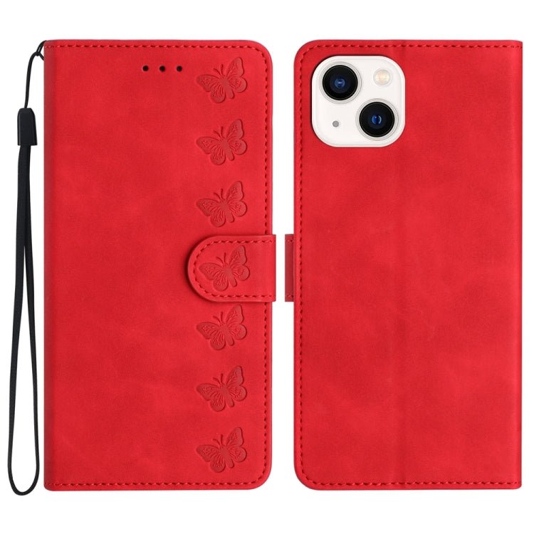 Seven Butterflies Embossed Leather Phone Case for iPhone 13/12/11 Series - ORIWHIZApple AccessoriesiPhone 13 mini CasesMore iPhone Cases