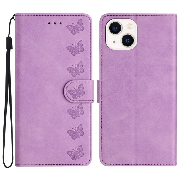 Seven Butterflies Embossed Leather Phone Case for iPhone 13/12/11 Series - ORIWHIZApple AccessoriesiPhone 13 mini CasesMore iPhone Cases