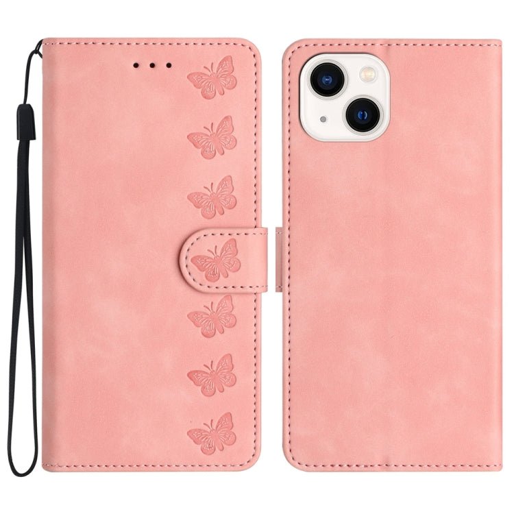 Seven Butterflies Embossed Leather Phone Case for iPhone 13/12/11 Series - ORIWHIZApple AccessoriesiPhone 13 mini CasesMore iPhone Cases