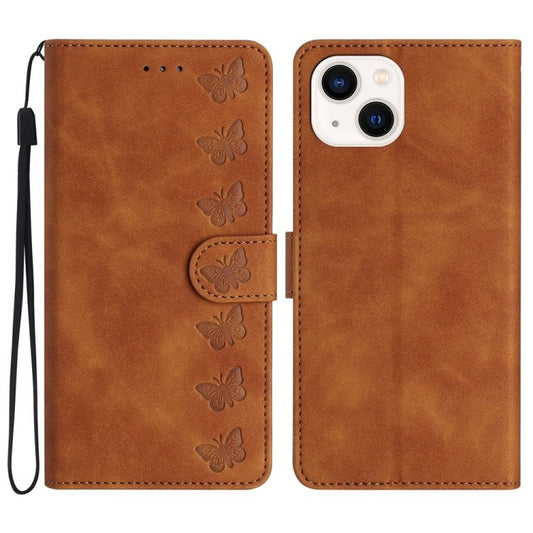 Seven Butterflies Embossed Leather Phone Case for iPhone 13/12/11 Series - ORIWHIZApple AccessoriesiPhone 13 mini CasesMore iPhone Cases