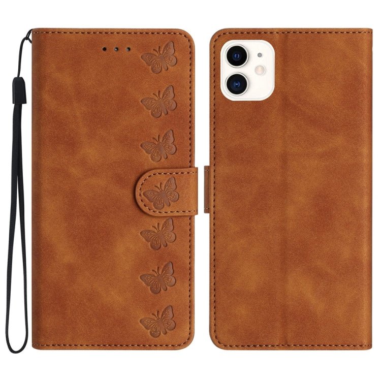 Seven Butterflies Embossed Leather Phone Case for iPhone 13/12/11 Series - ORIWHIZApple AccessoriesiPhone 13 mini CasesMore iPhone Cases