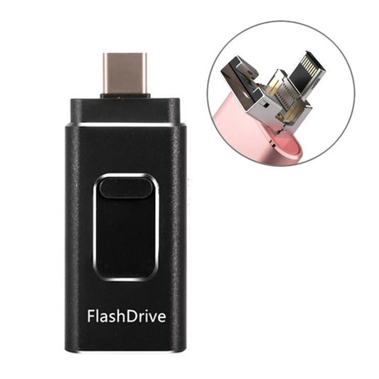 SH02 USB 3.0 + 8 Pin + Mirco USB + Type - C 4 In 1 Mobile Computer U - Disk With OTG Function, 16GB, 32GB, 64GB, 128GB, 256GB - ORIWHIZ