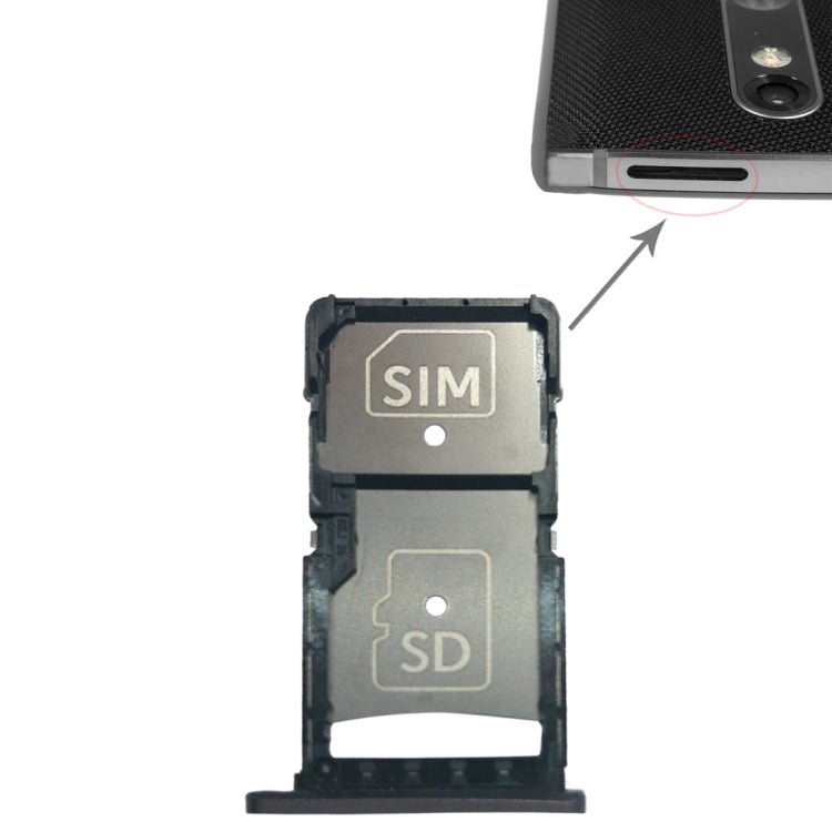 SIM Card Tray + Micro SD Card Tray for Motorola Droid Turbo 2 / XT1585, For Motorola Droid Turbo 2 (Grey), For Motorola Droid Turbo 2 - ORIWHIZ
