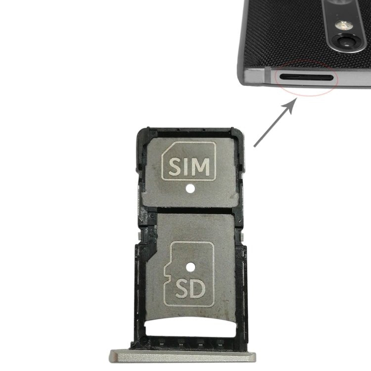SIM Card Tray + Micro SD Card Tray for Motorola Droid Turbo 2 / XT1585, For Motorola Droid Turbo 2 (Grey), For Motorola Droid Turbo 2 - ORIWHIZ