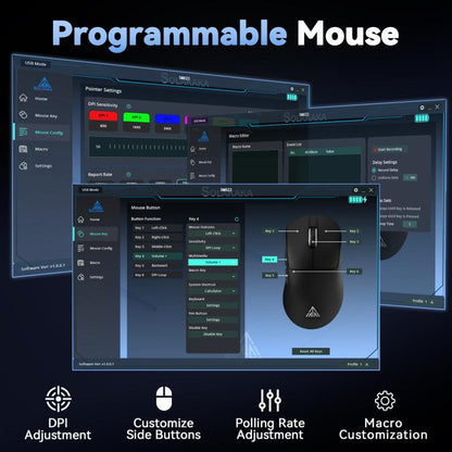 SOLA SM822 Tri - Mode 24000DPI 1000Hz Wireless Gaming Mouse with RGB Charging Dock - ORIWHIZComputer & NetworkingMice & KeyboardWireless Mice