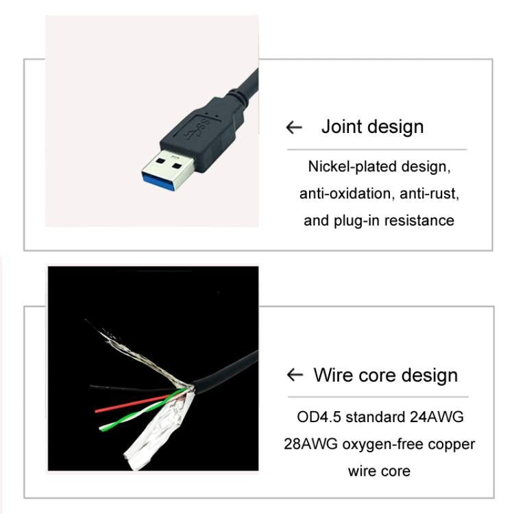 Square Snap - On USB3.0 Compatible 2.0 Car Boat Motorcycle Instrument Panel Extension Cable, 1m - ORIWHIZCar Replacement PartsDIY CablesIn Car
