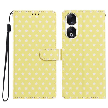 Star Pattern Magnetic Buckle Vegan Leather Phone Case with Wrist Strap, For Honor 90 Pro, For Honor 90, For Honor X7, For Honor X8 - ORIWHIZHonorHonor CasesMobile Accessories
