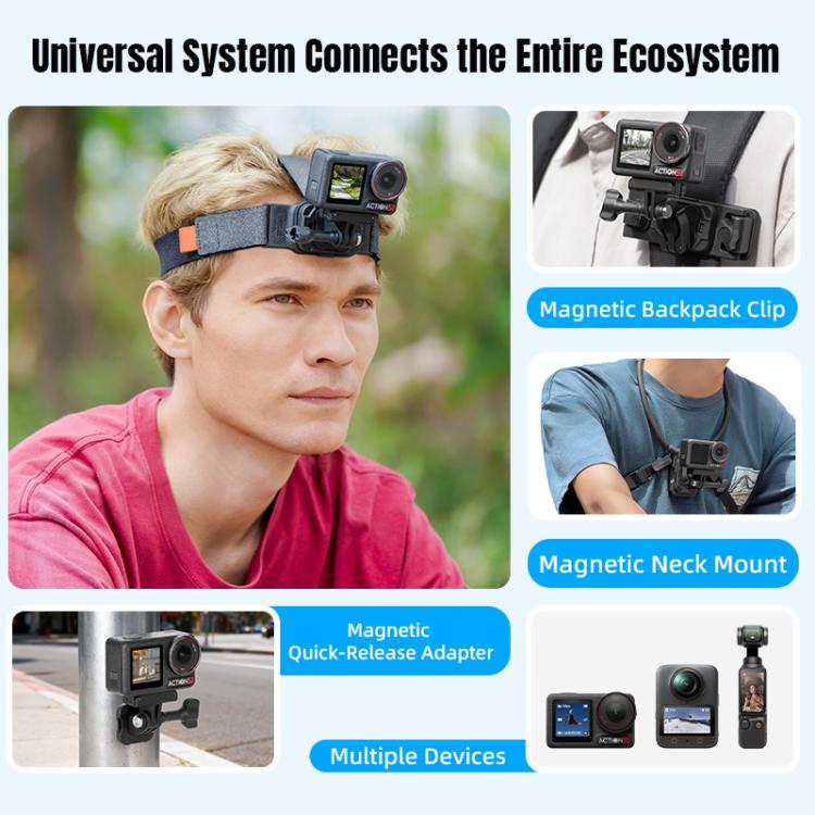 STARTRC Adjustable Head Strap Magnetic Eco - friendly Vlog POV Mount Belt for GoPro, Insta360, DJI Osmo Action and Other Action Cameras, Magnetic Vlog POV Mount Belt - ORIWHIZDJI & Insta360 AccessoriesHead BeltSTARTRC