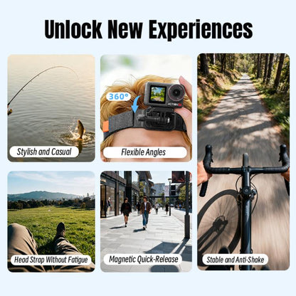 STARTRC Adjustable Head Strap Magnetic Eco - friendly Vlog POV Mount Belt for GoPro, Insta360, DJI Osmo Action and Other Action Cameras, Magnetic Vlog POV Mount Belt - ORIWHIZDJI & Insta360 AccessoriesHead BeltSTARTRC