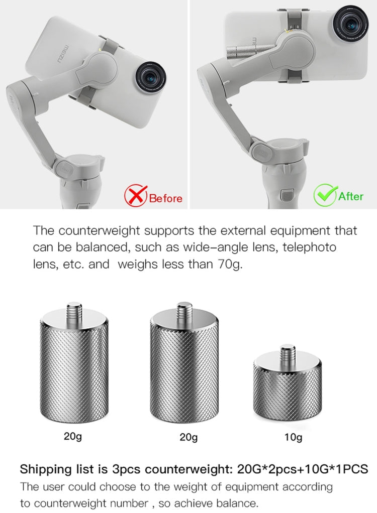 STARTRC Adjustment Balancing Weight Anti - Shake 50g Counterweight for DJI OM4 / OSMO Mobile 3 Gimbal Stabilizer - ORIWHIZDJI & Insta360 AccessoriesOsmo Mobile SeriesSTARTRC
