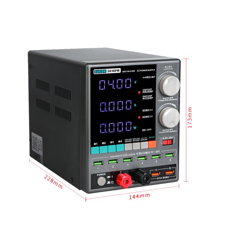 SUGON 3010PM 150W 30V 10A 4 Digital Display Cell Phone Repair Power Meter, EU Plug, US Plug - ORIWHIZ