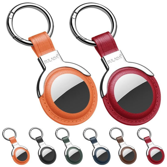 SULADA Leather Protective Cover Case with Switchable Keychain Ring For AirTag - ORIWHIZ