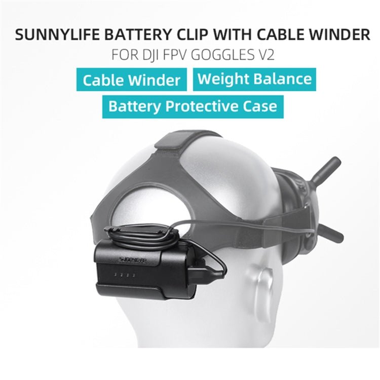 Sunnylife Battery Clip Holder Cable Management Winder Protective Case for DJI FPV Goggles V2, Sunnylife Battery Bracket - ORIWHIZDJI & Insta360 AccessoriesDJI FPV SeriesMount & Holder