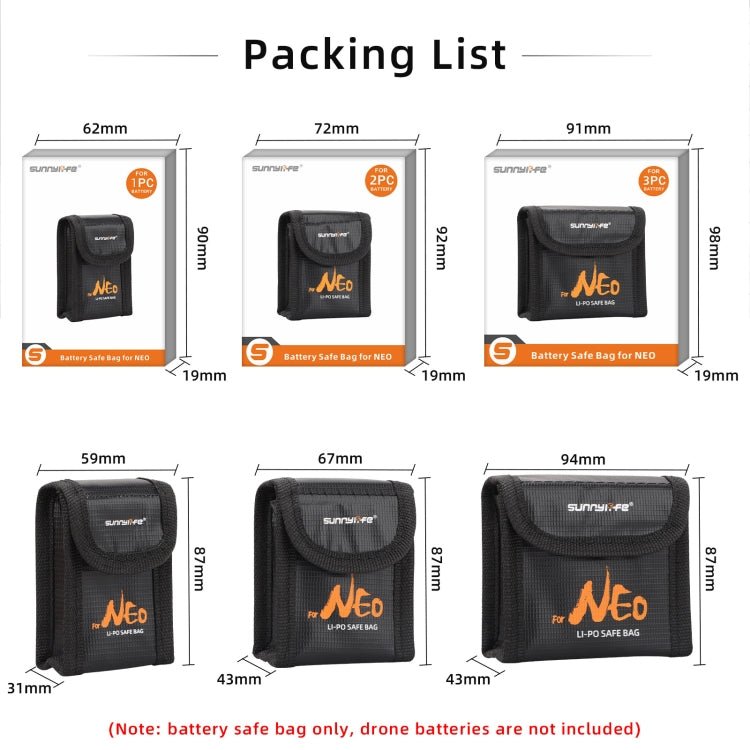 Sunnylife Battery Explosion - proof Safe Bag Protective Li - Po Safe Bag, For DJI Neo - ORIWHIZCases & BagsDJI & Insta360 AccessoriesDJI Neo Accessories