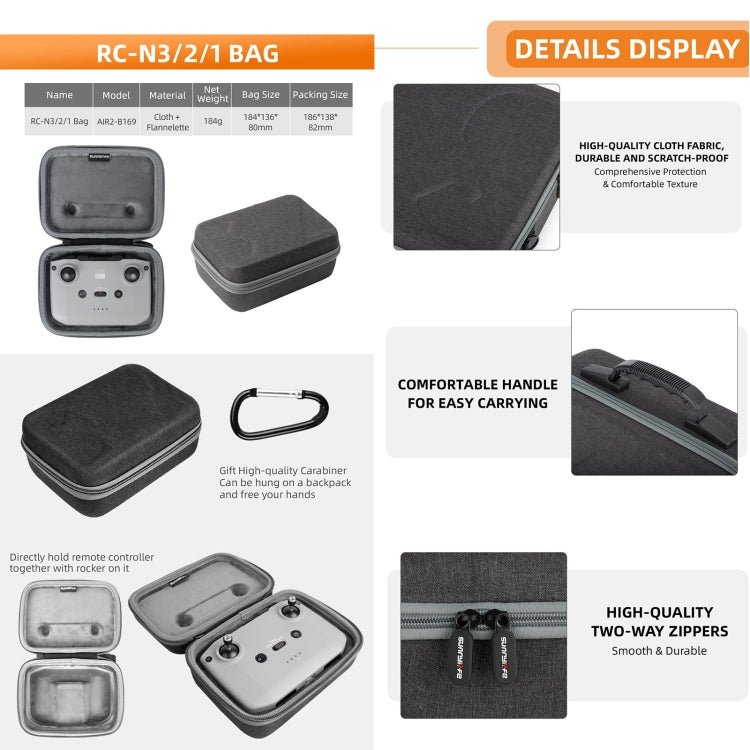 Sunnylife Carrying Case Bag, B657 For DJI RC 2 / 1 Control Bag, A3 - B658 Drone Body Bag, A3 - B659 Simplified Bag, A3 - B660 Batteries Bag - ORIWHIZDJI & Insta360 AccessoriesDJI Controller AccessoriesSunnylife