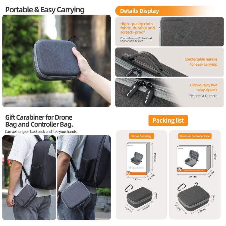 Sunnylife Carrying Hard Travel Storage Bag, For DJI Lito 1 / X1 / Mini 5 Pro Body Bag, For DJI Lito 1 / X1 / Mini 5 Pro Easy Combo Bag, For DJI Lito 1 / X1 / Mini 5 Pro Battery Combo Bag, For DJI RC 2/1 / RC - N3/2/1 Controller Bag - ORIWHIZCarry Cases & BagsDJI & Insta360 AccessoriesDJI Mini Series