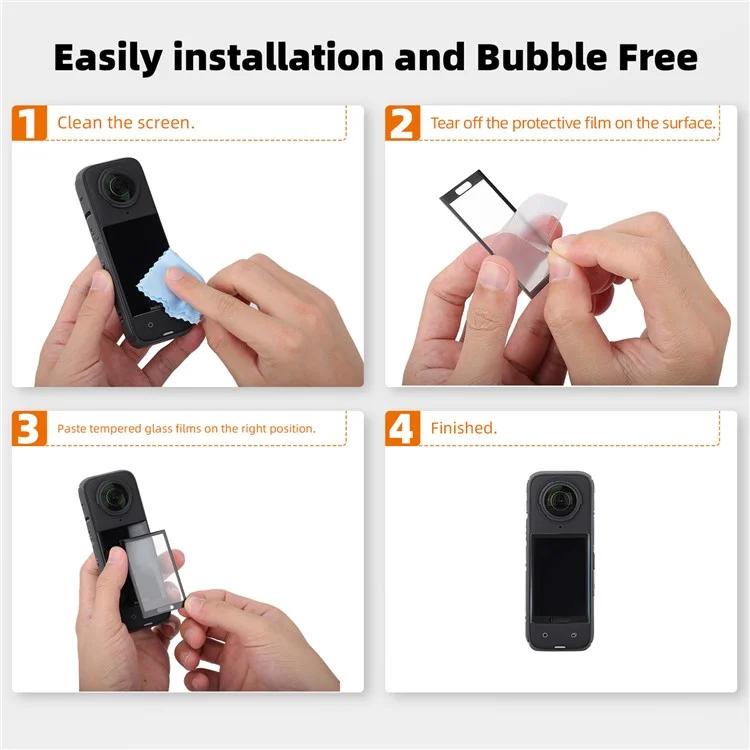 Sunnylife Curved Tempered Film HD Anti - Explosion Anti - Drop Scratch Protective Film, For Insta360 X5 / X4, For Insta360 X5 / X4 2sets - ORIWHIZDJI & Insta360 AccessoriesInsta360 X SeriesProtection & Cases